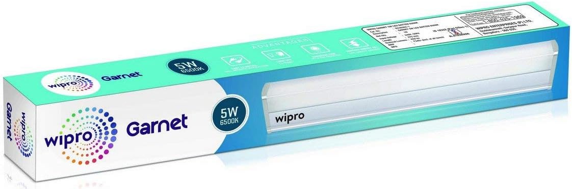 - Wipro Garnet 5W LED Batten for Living Room & Bedroom | Bright & Energy Efficient Tubelight for Home | Cool white (6500K) with 500 lumen|Tubelight for Dressing Table & Mirror |1Feet , Pack of 1