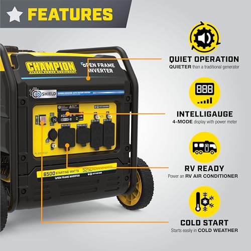Champion Power Equipment 6500-Watt RV Ready Portable Open Frame Inverter Generator with Quiet Technology and CO Shield - Image 5