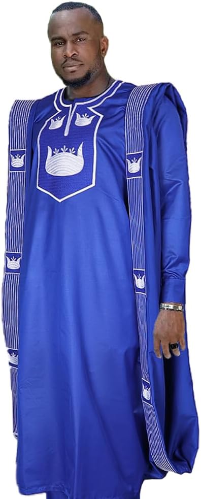 HD African Mens Clothing Traditional Wedding Attire Embroidery Agbada Boubou Caftan Nigerian Male Clothes Set