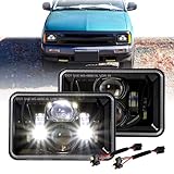 USR 94-97 S10 LED Projector 4x6 Head Lamp (Left + Right) Pair - Compatible with 1994-1997 Chevrolet Chevy S-10 PickUp & Blazer SUV/GMC Sonoma (BLACK HOUSING LED H4666 SEALED BEAM HEADLIGHT)