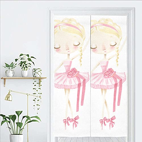Japanese Curtain Cute Ballerina Pink Girl Doorway Tapestry Hanging Tapestry Curtains For Kitchen,Porch,Bedroom Door Decor,17"X 56" #TOP6