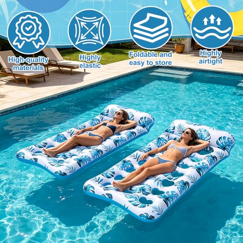 Miniatura 5 de Colchoneta Piscina Adultos, Hovceh 176 X 86 Cm Colchonetas Hinchables Para Piscinas Con Agujeros, Flotador Piscina Adulto Con Reposacabezas Para Lago, Playa, Piscine, Diversión Acuática