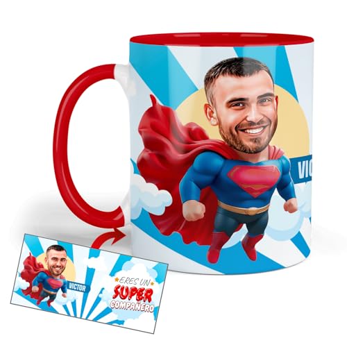 Kembilove Taza Personalizada Superhéroe con Caricatura | Regalo Divertido para el Mejor Compañero de Trabajo | Diseño Único con Cuerpo de Superman | 330ml Apta para Microondas y Lavavajillas Kembilove Taza Personalizada Superhéroe con Caricatura | Regalo Divertido para el Mejor Compañero de Trabajo | Diseño Único con Cuerpo de Superman | 330ml Apta para Microondas y Lavavajillas