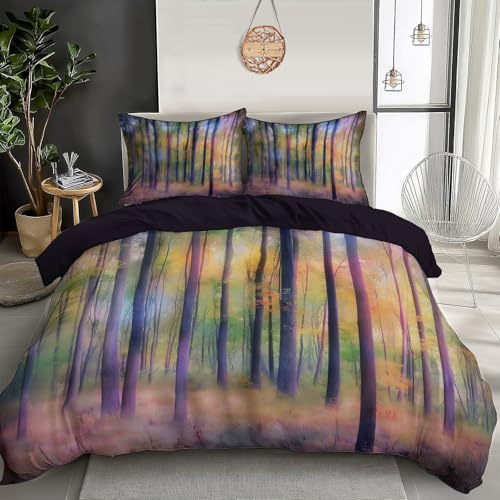 Housse de couette 140x200 parure de lit microfibre paysage impressionniste - 2