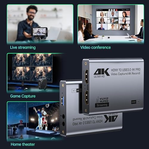 Image of MICROWARE 4K HDMI Video Capture Card with Loop-Out, USB 3.0, 1080P 60FPS /2K 30FPS, Audio & Video Streaming Capture Device for PS5, Switch, Camera, PC, Compatible with OBS