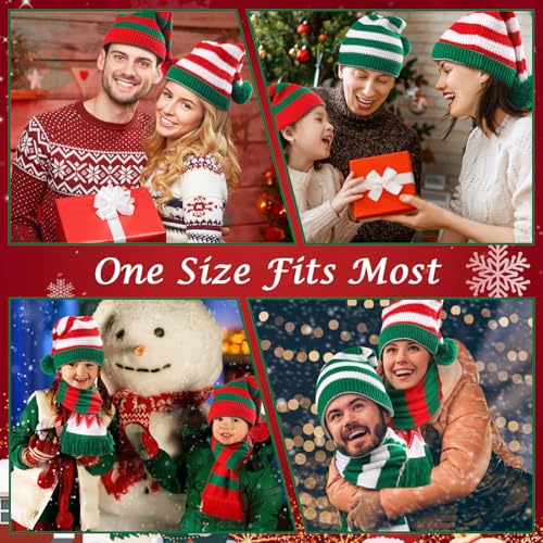 Audaisyly Conjunto de 6 peças de chapéus de Papai Noel e cachecol tricotados de Natal chapéus de elf