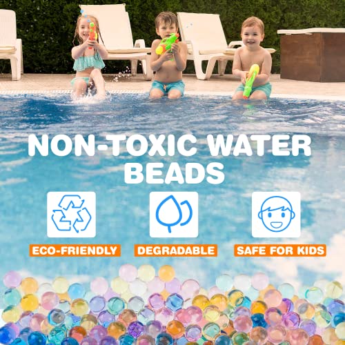 Sharkool Gel Ball Blaster Ammo - Non-Toxic Water Beads For Kids (7-8 Mm, 4 Pack, 10,000 Pieces Per Pack), Splatter Ball, Blasters Bullets Water Gel Beads, Compatible With Splatter Ball Gun, Mix Color #TOP5