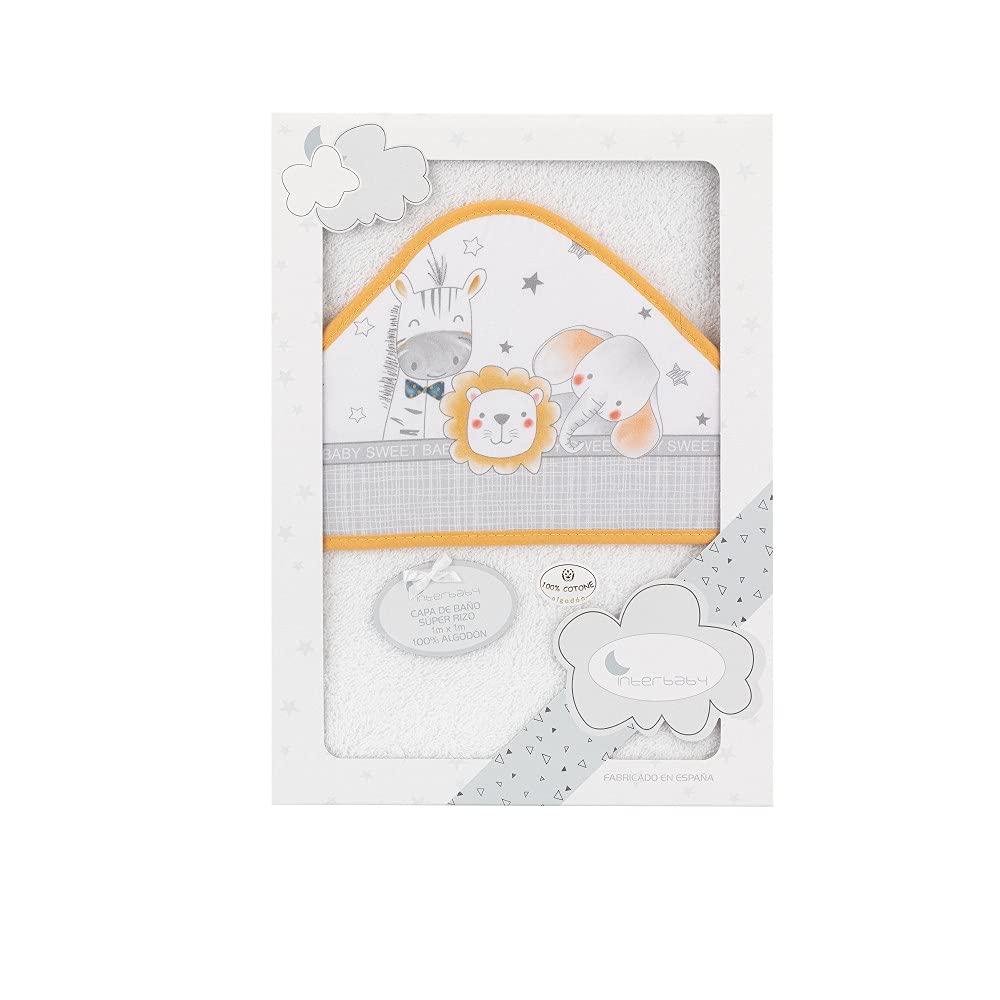 Interbaby 01229-72 Baby Hooded Bath Towel Animalitos White and Orange : Buy Online at Best Price in KSA - Souq is now