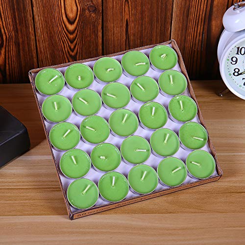 Tea Lights Candles, 50 Pack Colorful Tealights Paraffin Pressed Wax About 2 Hours Burn Time For Travel, Centerpiece, Decorative, Gifts, Happy Birthday, New Year(Green) #TOP3