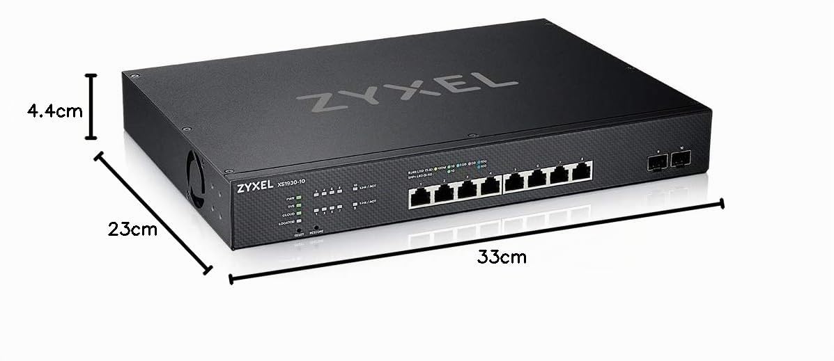 Zyxel XS1930-10-ZZ0101F commutateur réseau Géré L3 10G Ethernet (100/1000/10000) Noir | 8x Ports 10G RJ-45 + 2x 10G SFP+, Gestion Intelligente L3, Indicateurs LED 5 Couleurs, Ventilateur Intelligent, NebulaFlex