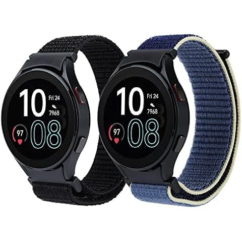 SimpleThings Compatible with Samsung Galaxy Watch 5 Bands 40mm 44mm/Watch 5 Pro 45mm/Galaxy Watch 4 Bands 40mm 44mm/Watch 4 Classic Bands 42mm 46mm, 2Pack Nylon Sport Loop Bands for Men Women Cover