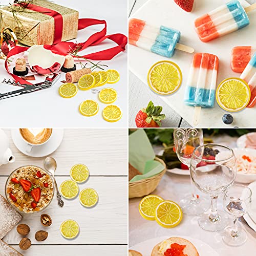 Kinmingzhu 20Pcs Mini Simulation Fruit Lemon Slices，Fake Artificial Plastic Fruit Model Decorative Wedding Ornament Festival Decoration，Photography Props，Basket Display Filler Fruit (Yellow) #TOP2