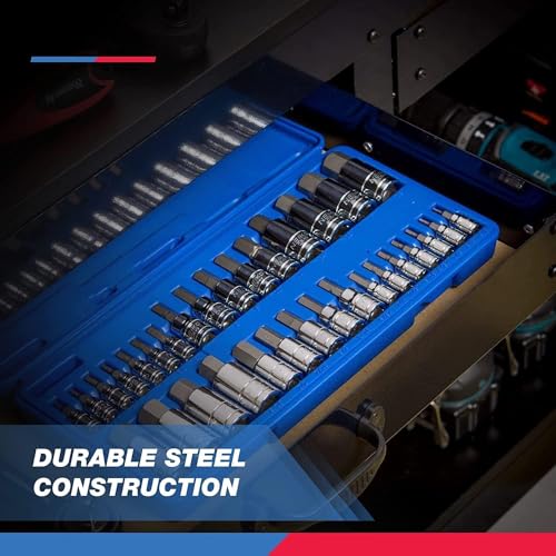 Image of NEIKO 10288A Allen Hex Bit Socket Set, 32 Piece SAE and Metric, Allen Head Hex Key Socket Set Made with S2 Steel (Pack of 10)