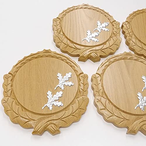 5 placas de cuña talladas de roble claro AF 16 cm con 10 hojas de aluminio de roble, portada de cuña, tabla de especias, cartel trofeo.