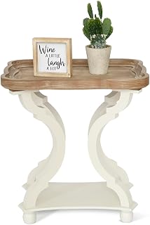 French Provincial Furniture, French Country Nightstand, French Country Side Table, French Country Accent Table for Living Room Dining Room Bedroom, Small Space.(Brown and Beige)