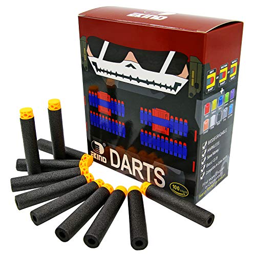 EKIND 100 Pcs 7.2cm TPR Waffles Soft Head Glow in The Dark Foam Darts Compatible for Nerf AccuStrike Elite Series Blasters Toy Gun (Black)