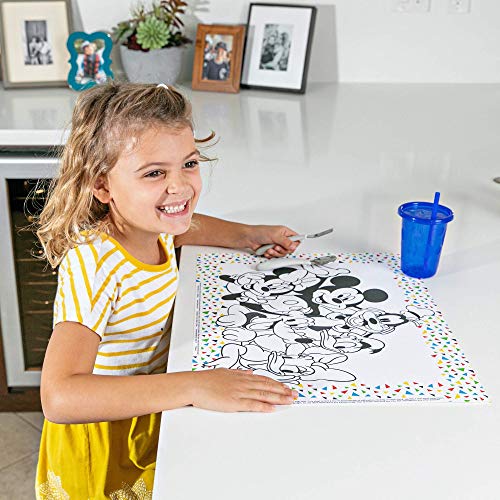 Image of Disney Baby by J.L. Childress ColorMe Disposable Placemats - Stick on Disposable Placemats for Baby, Toddlers, & Kids, Travel Coloring Activities, Sticky Child Table Mat - 24 Pack, Mickey & Friends