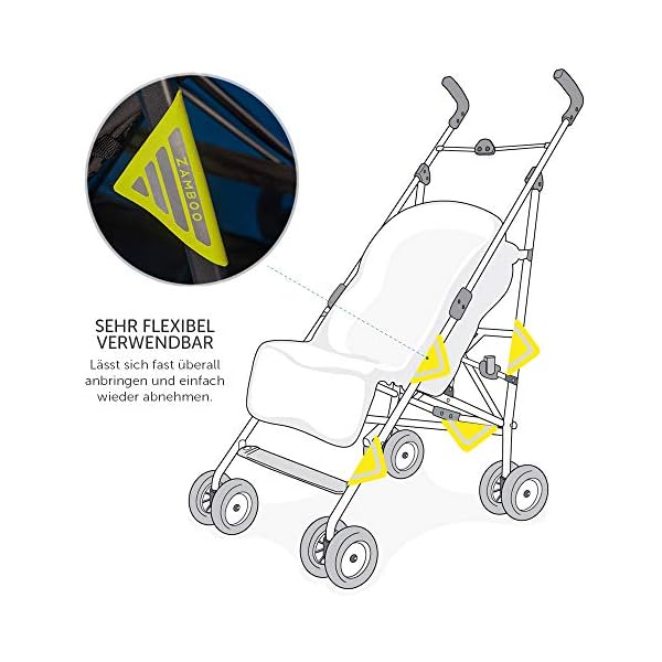Zamboo 4er Pack Kinderwagen Reflektor Set Universal - 4 Stück Sicherheits-Reflektoren mit Klettverschluss, Ideal für… – Bild 5