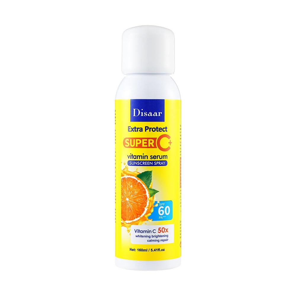 GenericVitamin C Serum Sunscreen Spray SPF 60 PA+++ with Broad Spectrum UVA/UVB Protection, Sun Protection for Face and Body, Reef Friendly and Water Resistant, 160 ml