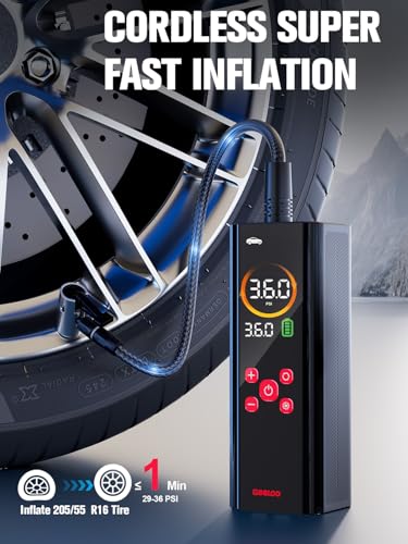 Image of GOOLOO AP150 PRO Tire Inflator Portable Air Compressor,Color LED Screen | 150PSI Air Pump with Digital Pressure Gauge, LED Light and Auto Shut-Off Function for Car, Motorcycle, Bicycle, Ball