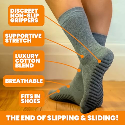 Gripjoy Non-Slip Socks for Women - Crew, 3 Pairs2