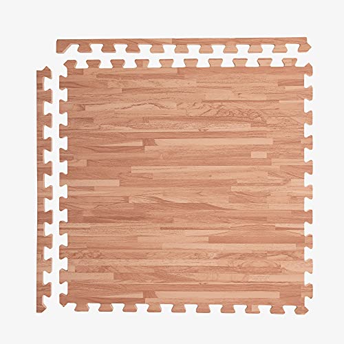 Incstores Premium Soft Wood Print Foam Flooring Tiles | Interlocking Foam Tiles For Home, Gym, Training And Yoga | 3/8" - Textured Maple, 48 Square Feet #TOP2