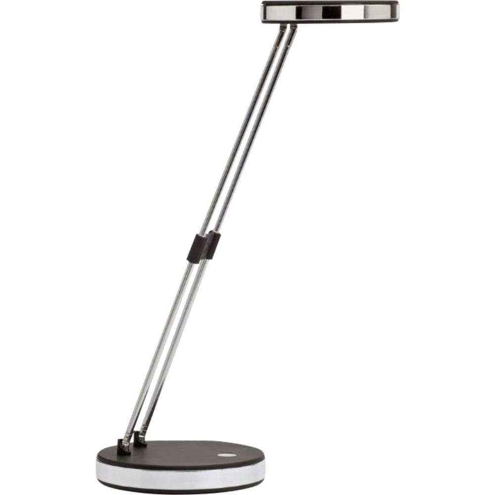 LED Lampade da scrivania MAULpuck (nero) | testa orientabile, luce diurna per focus, base stabile salva scrivania, compatta pieghevole, sorgente sostituibile