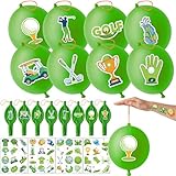 72 PCS Golf Party Favors for Kids – 48 Pre-Cut Temporary Tattoos & 24 Punch Balloons | Golf Themed Birthday Goodie Bag Fillers, Classroom Rewards & Sports Party Supplies