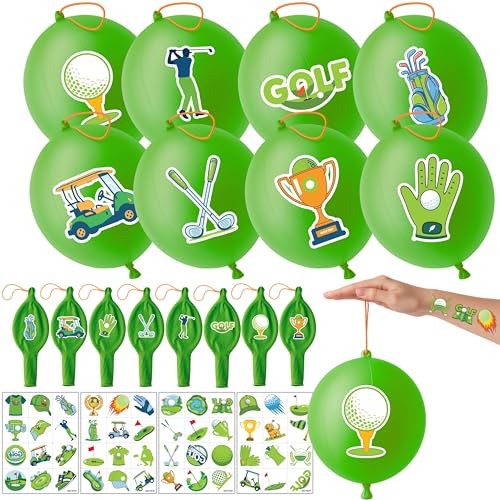 72 PCS Golf Party Favors for Kids – 48 Pre-Cut Temporary Tattoos & 24 Punch Balloons | Golf Themed Birthday Goodie Bag Fillers, Classroom Rewards & Sports Party Supplies