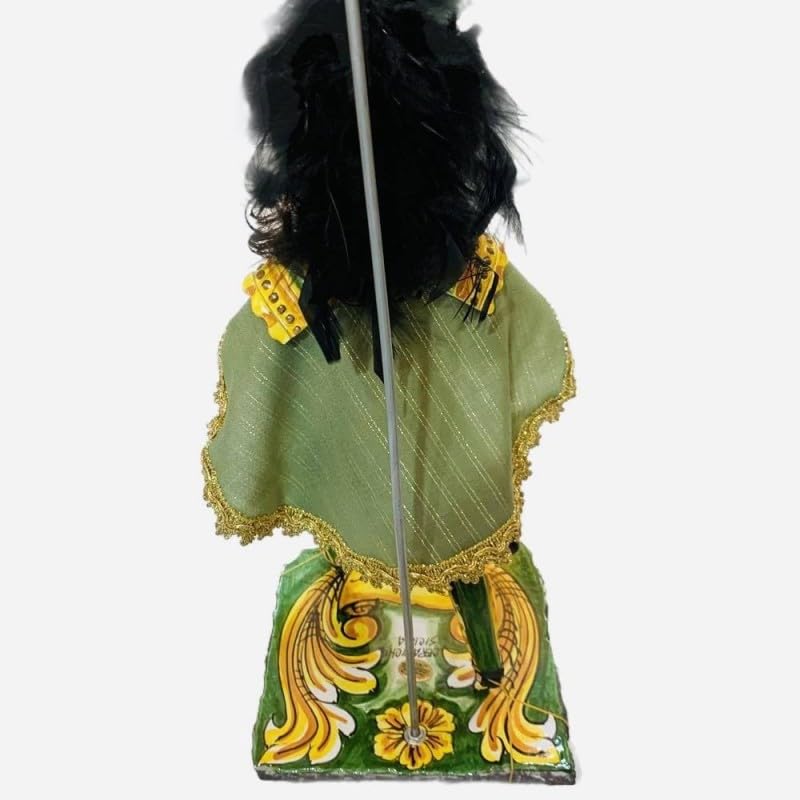 SICILIA BEDDA CAPACI Sizilianische Marionette, Paladin aus Caltagirone-Keramik – karolingische Linie – Sockel aus Lavastein – SARACENO – 55 x 20 cm