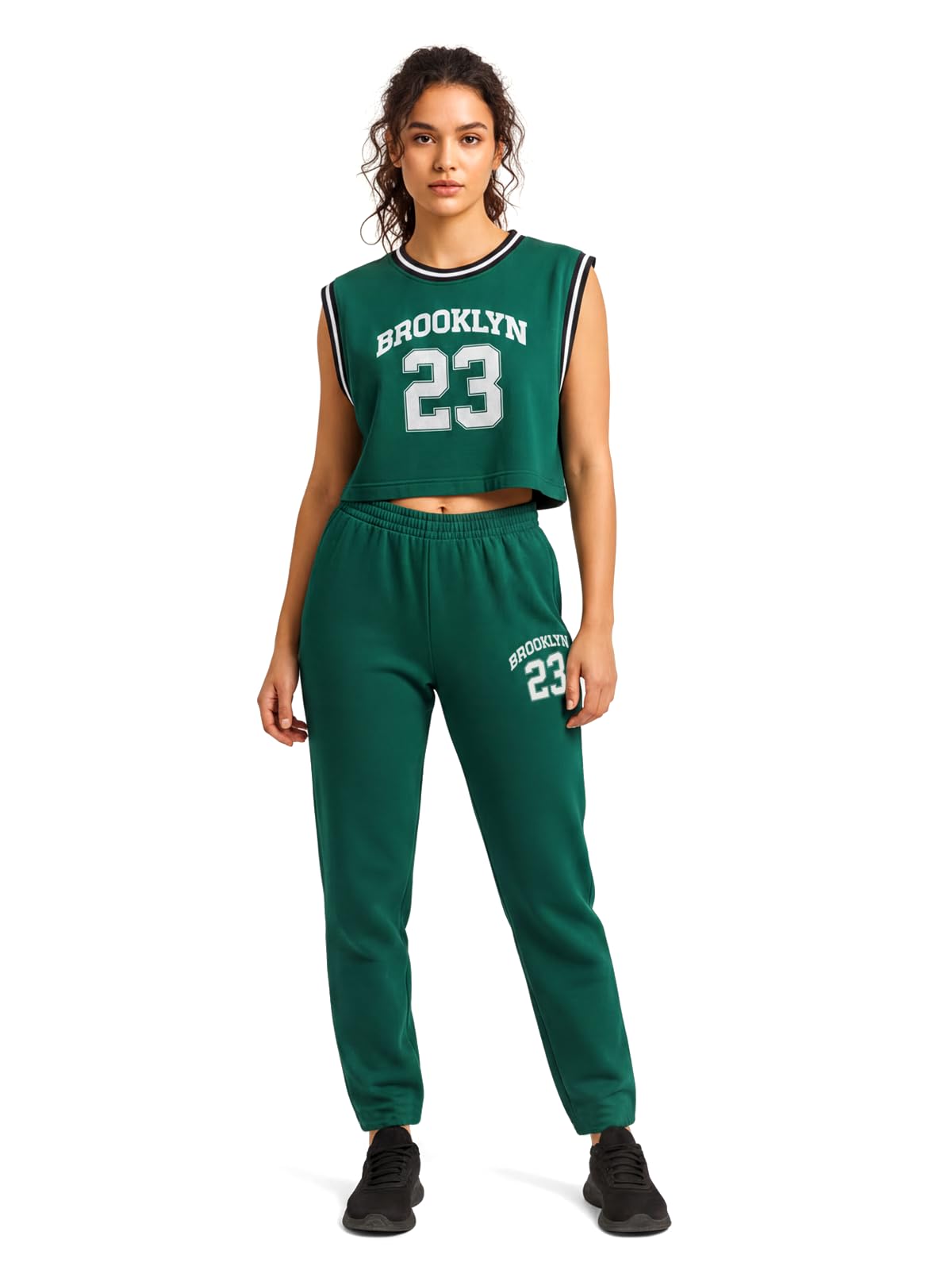 Coord Set for Women| Varsity Printed crop Tshirt and Trackpant | Sleeveless Cord Set with Trackpant-image-34