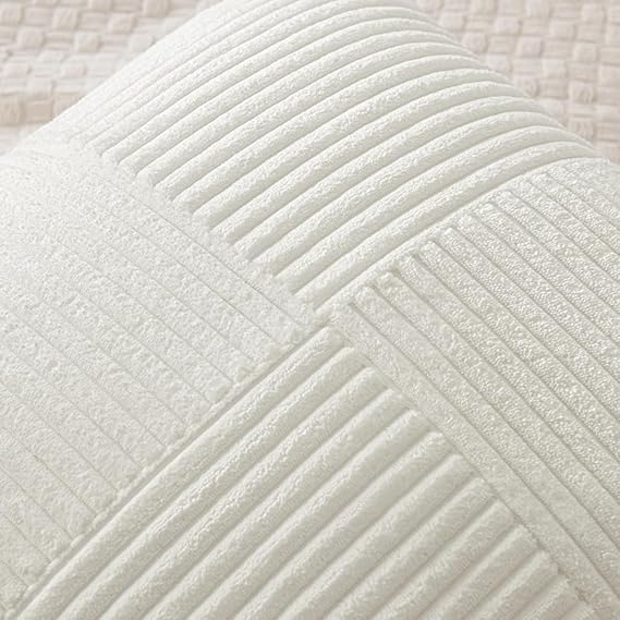 Image of Guffaw Corduroy Pillow Covers Boho Decorative Spliced Throw Pillow Covers Soft Solid Couch Pillowcases Cross Patchwork Cushion Covers for Living Room Bed Sofa 16x16 inch (1, White)