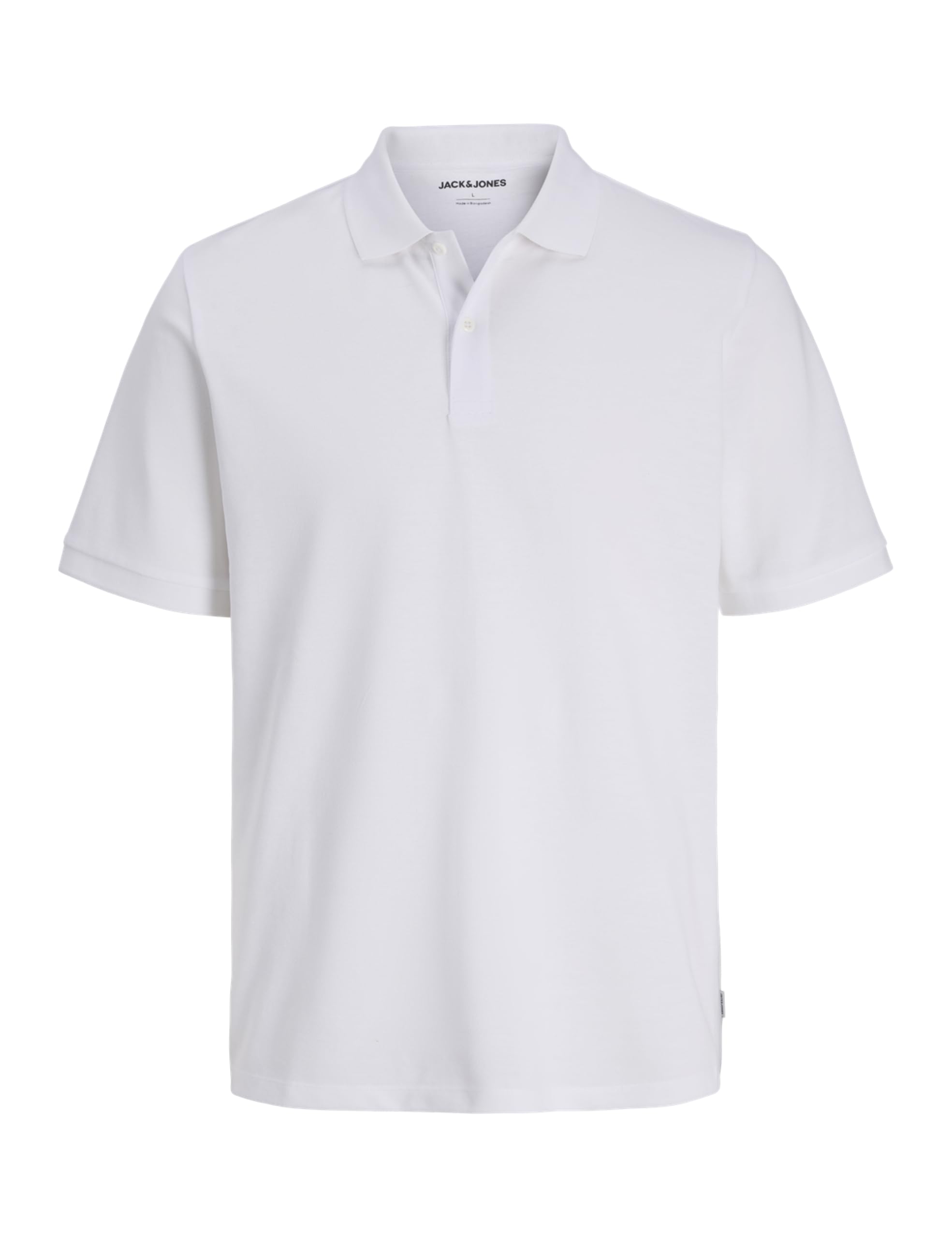 Jack & Jones Men's Bright White Short Sleeve Golf Work Casual Pique Plain Polo T Shirts