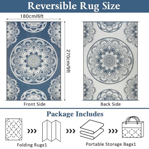 Tapis barbecue sol extérieur imperméable et lavable grand format bleu - 3