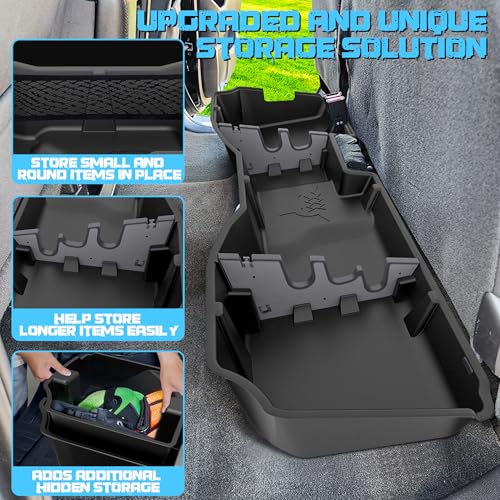 Image of WHALEMOTOR Underseat Storage Compatible with 2014-2018 Chevy Silverado /GMC Sierra Crew Cab 1500(Inclu.2019 Ld /Lt)& 2015-2019 2500 3500 HD, Upgraded Rear Under Seat Organizer Cargo Box