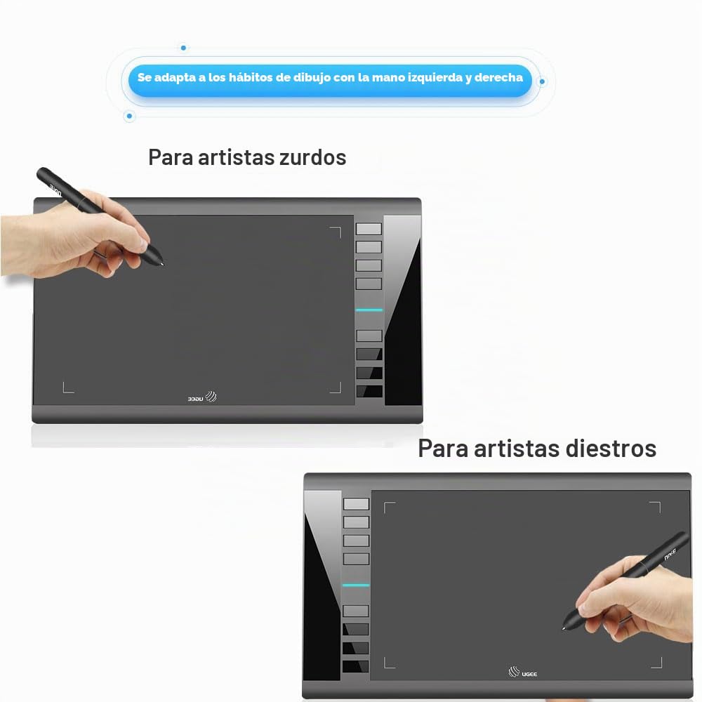 m708 V2 Tableta gráfica de 10 x 6 pulgadas, gran tableta de dibujo, 8192 niveles de presión lápiz capacitivo sin batería, 8 teclas de acceso rápido, compatible con Windows 1087 Mac Os Artist,