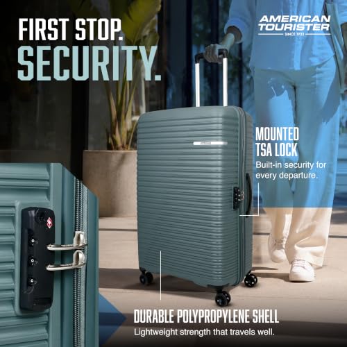 Image of American Tourister Liftoff+|Large Size Check-in Spinner Trolley Bag (79 cm) for Travel|360 8 Wheel Travel Luggage|Hard Case Polypropylene (PP) Suitcase|Mounted TSA Lock|Dark Olive