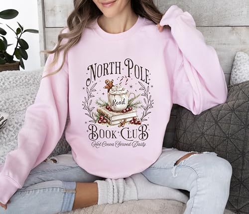 North Pole Book Club Sweatshirt, Bookish Christmas Sweater, Book Lover Gift, Christmas Sweatshirt, Bookish Crewneck Maroon4