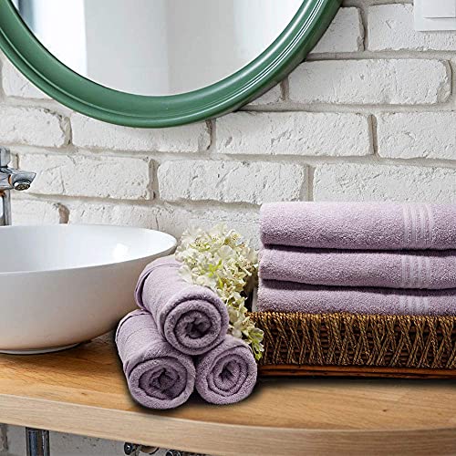 TRIDENT Trisafe - Small Bath Towels, Set of 6 - Small Sized Luxury Towels - 24 x 49 Inch, Bathroom Shower Towels, Hair Towel, Super Absorbent, Quick Dry, Hotel Quality Daily Use Towels - Lilac - Thumbnail 3