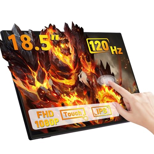 Image of GeeekPi 18.5 inch Portable Monitor 1920x1080 IPS Touchscreen 120HZ 1080P Touch Display with HDMI USB-C, Built-in Speakers, Kickstand VESA for Xbox PS4 /5 Laptop Mac PC