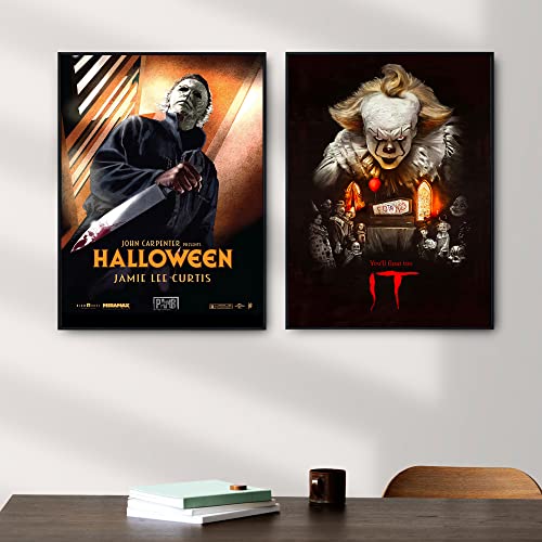 9 Pieces Vintage Horror Movie Posters, Creepy Classic Scary Movie Film Prints Wall Art Monster Suspense Movie Set Unframed For Home Living Room Bedroom Man Cave Theater Decor, 8 X 12 Inch #TOP4
