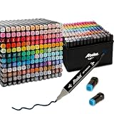 ABEIER Feutre a Alcool,120 Couleurs Feutre Alcool Double Pointe Permanents Marqueur Kit,Marqueurs de Dessin Pour Adultes Peinture,Twinmarkers Créatif pour Débutants Graffiti DIY Art Esquisse