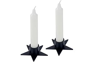 2PCS Pentagram Black Taper Candle Holders - Wiccan Home Decor for Weddings, Celebrations, and Housewarmings