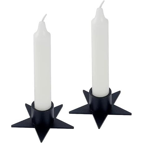 2PCS Pentagram Black Taper Candle Holders - Wiccan Home Decor for Weddings, Celebrations, and Housewarmings