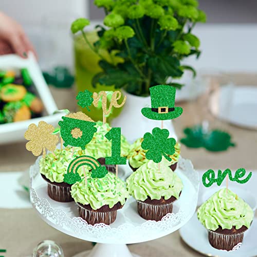 St Patricks Day One Cupcake Toppers St Patricks Day Shamrock One Birthday Cupcake Toppers St Patricks Day Luck One Cupcake Food Picks For Irish St Patrick's Day 1St Birthday Party Cake Decorations #TOP1