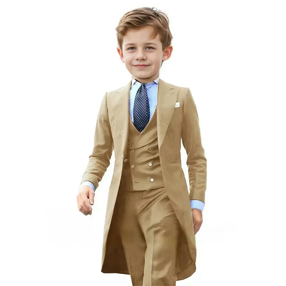 ZBDP - Completo formale per bambini dai 3 ai 16 anni, 3 pezzi, per matrimonio, smoking, gentiluomo, feste, completo per bambini, blazer, pantaloni e gilet