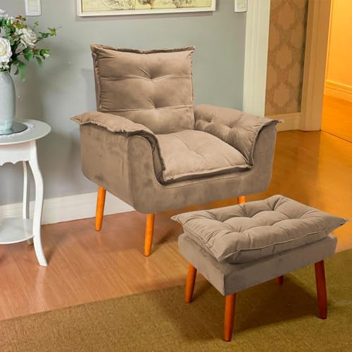 Poltrona + Puff Linda Platinum Decor Capuccino