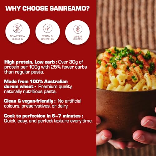 Image of San Remo Macaroni Pasta, 500g | Source of Protein & Fibre | No Preservatives | Quick & Easy to Cook | 100% Vegetarian (Pack of 2)