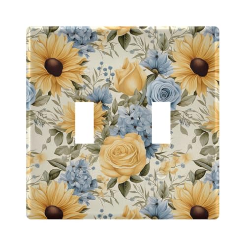UMIRIKO Sunflower Blue Rose Light Switch Cover Plate Covers Decorative Double Toggle Home Decor 202b3390