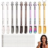 10 Pack Mini Metal Spoons with Ball Chains, Zinc Alloy Tiny Measuring Scoop Set in Multicolor for Spice Salt Glitter Sand Dye and Small Portion Dispensing